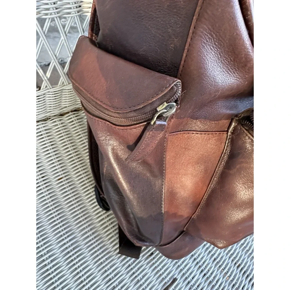 Bosca Essentials Brown Leather Backpack Rucksack Travel Bag Vintage Style